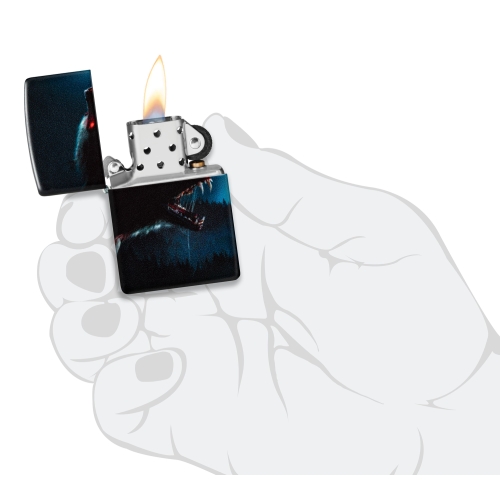 Зажигалка Zippo Horror Wolf с покрытием 540 Matte, латунь/сталь, черная, 38x13x57 мм