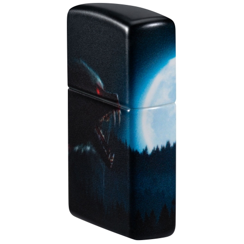 Зажигалка Zippo Horror Wolf с покрытием 540 Matte, латунь/сталь, черная, 38x13x57 мм