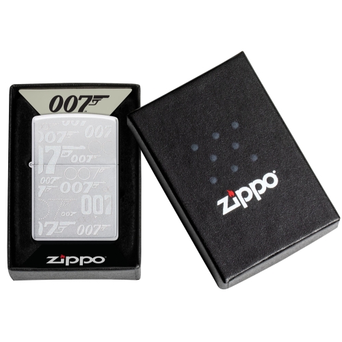 Зажигалка Zippo James Bond™ с покрытием Satin Chrome, латунь/сталь, серебристая, 38x13x57 мм
