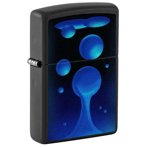 Зажигалка Zippo Lava Lamp с покрытием Black Light, латунь/сталь, черная,матовая 38x13x57 мм