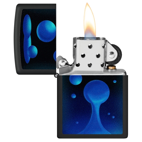 Зажигалка Zippo Lava Lamp с покрытием Black Light, латунь/сталь, черная,матовая 38x13x57 мм