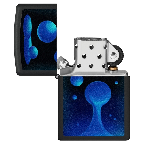 Зажигалка Zippo Lava Lamp с покрытием Black Light, латунь/сталь, черная,матовая 38x13x57 мм