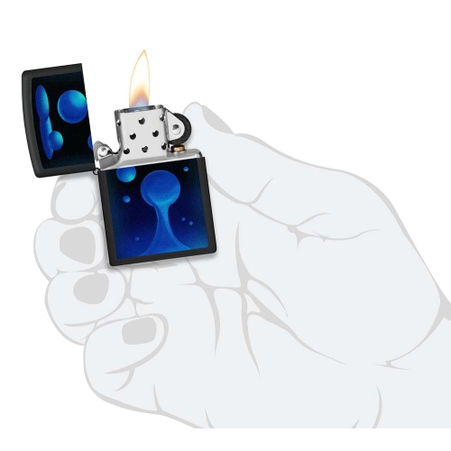 Зажигалка Zippo Lava Lamp с покрытием Black Light, латунь/сталь, черная,матовая 38x13x57 мм