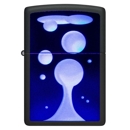 Зажигалка Zippo Lava Lamp с покрытием Black Light, латунь/сталь, черная,матовая 38x13x57 мм