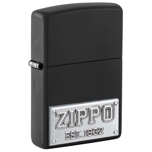 Зажигалка Zippo License Plate с покрытием Black Matte, латунь/сталь, черная, 38x13x57 мм
