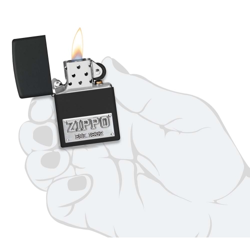 Зажигалка Zippo License Plate с покрытием Black Matte, латунь/сталь, черная, 38x13x57 мм