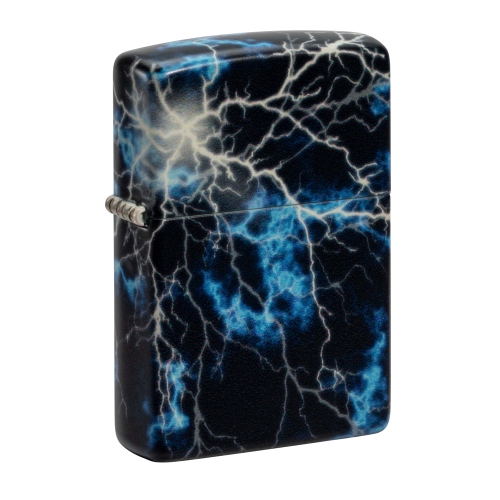 Зажигалка Zippo Lightning с покрытием Glow In The Dark Green, латунь/сталь, черная, 38x13x57 мм