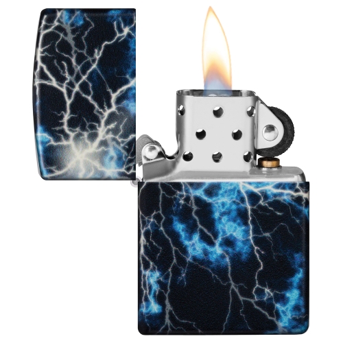 Зажигалка Zippo Lightning с покрытием Glow In The Dark Green, латунь/сталь, черная, 38x13x57 мм