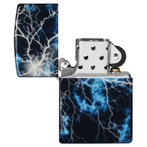 Зажигалка Zippo Lightning с покрытием Glow In The Dark Green, латунь/сталь, черная, 38x13x57 мм
