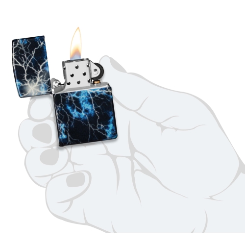 Зажигалка Zippo Lightning с покрытием Glow In The Dark Green, латунь/сталь, черная, 38x13x57 мм