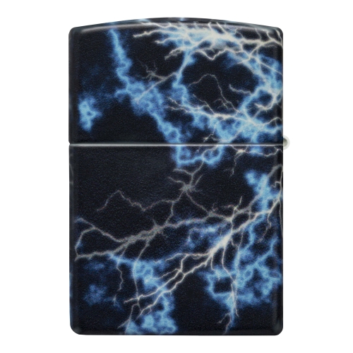 Зажигалка Zippo Lightning с покрытием Glow In The Dark Green, латунь/сталь, черная, 38x13x57 мм