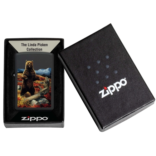 Зажигалка Zippo Linda Picken с покрытием Black Matte, латунь/сталь, черная, 38x13x57 мм