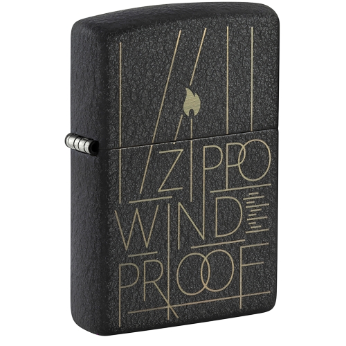 Зажигалка ZIPPO Line Art с покрытием Black Crackle, латунь/сталь, чёрная, матовая, 38x13x57 мм, шт