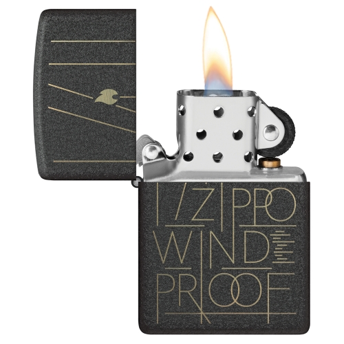 Зажигалка ZIPPO Line Art с покрытием Black Crackle, латунь/сталь, чёрная, матовая, 38x13x57 мм, шт