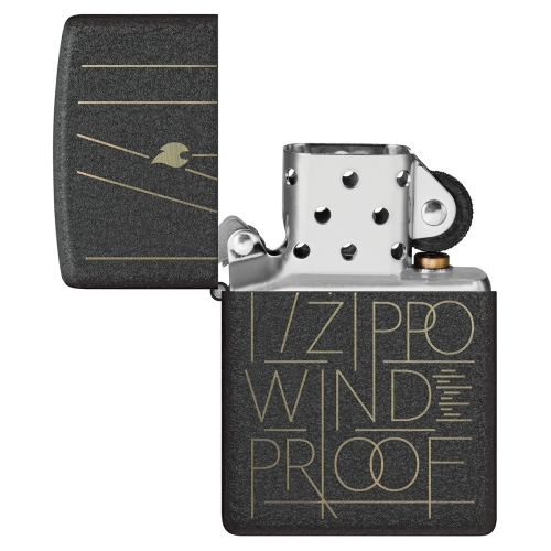 Зажигалка ZIPPO Line Art с покрытием Black Crackle, латунь/сталь, чёрная, матовая, 38x13x57 мм, шт