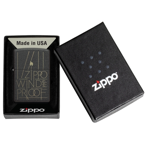Зажигалка ZIPPO Line Art с покрытием Black Crackle, латунь/сталь, чёрная, матовая, 38x13x57 мм, шт