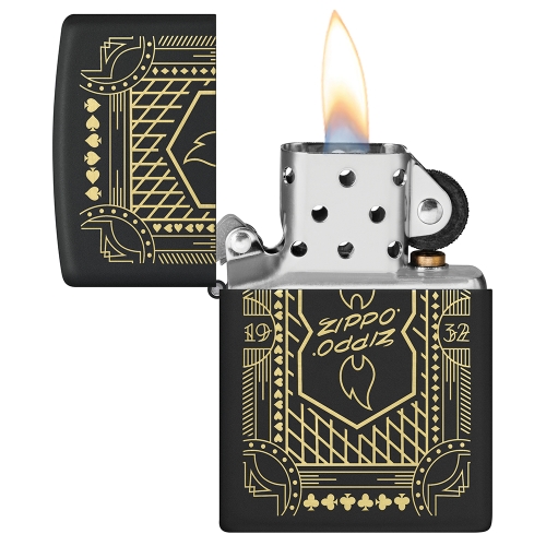 Зажигалка ZIPPO Lines Design с покрытием Black Matte, латунь/сталь, черная, матовая, 38x13x57 мм, шт