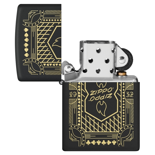Зажигалка ZIPPO Lines Design с покрытием Black Matte, латунь/сталь, черная, матовая, 38x13x57 мм, шт
