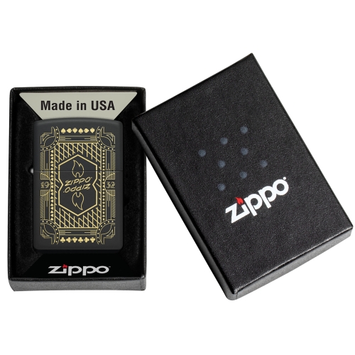 Зажигалка ZIPPO Lines Design с покрытием Black Matte, латунь/сталь, черная, матовая, 38x13x57 мм, шт