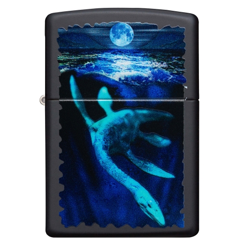 Зажигалка Zippo Lock Ness с покрытием Black Light, латунь/сталь, черная, матовая 38x13x57 мм