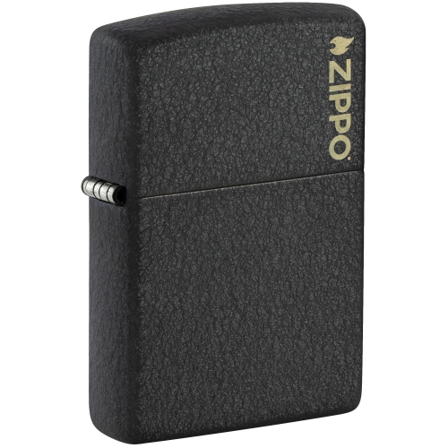Зажигалка ZIPPO Logo с покрытием Black Crackle, латунь/сталь, чёрная, матовая, 38x13x57 мм, шт
