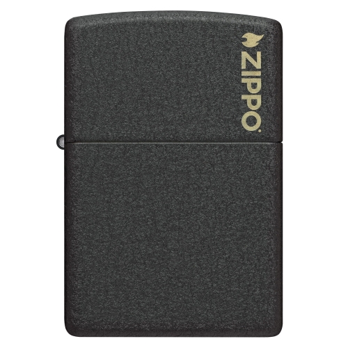 Зажигалка ZIPPO Logo с покрытием Black Crackle, латунь/сталь, чёрная, матовая, 38x13x57 мм, шт