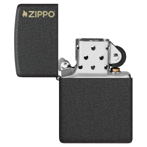 Зажигалка ZIPPO Logo с покрытием Black Crackle, латунь/сталь, чёрная, матовая, 38x13x57 мм, шт