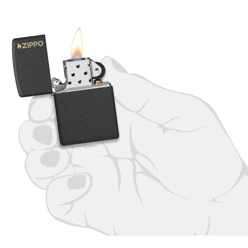Зажигалка ZIPPO Logo с покрытием Black Crackle, латунь/сталь, чёрная, матовая, 38x13x57 мм, шт