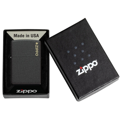Зажигалка ZIPPO Logo с покрытием Black Crackle, латунь/сталь, чёрная, матовая, 38x13x57 мм, шт