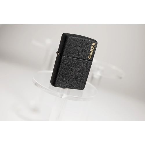 Зажигалка ZIPPO Logo с покрытием Black Crackle, латунь/сталь, чёрная, матовая, 38x13x57 мм, шт
