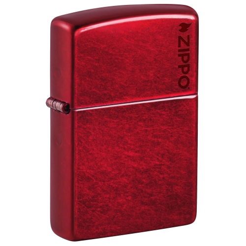 Зажигалка ZIPPO Logo с покрытием Candy Apple Red, латунь/сталь, красная, глянцевая, 38x13x57 мм, шт