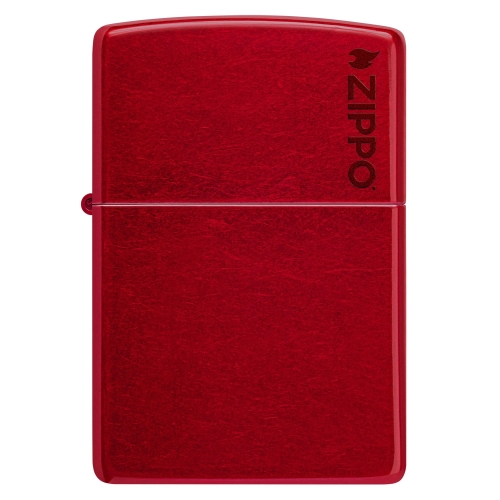 Зажигалка ZIPPO Logo с покрытием Candy Apple Red, латунь/сталь, красная, глянцевая, 38x13x57 мм, шт