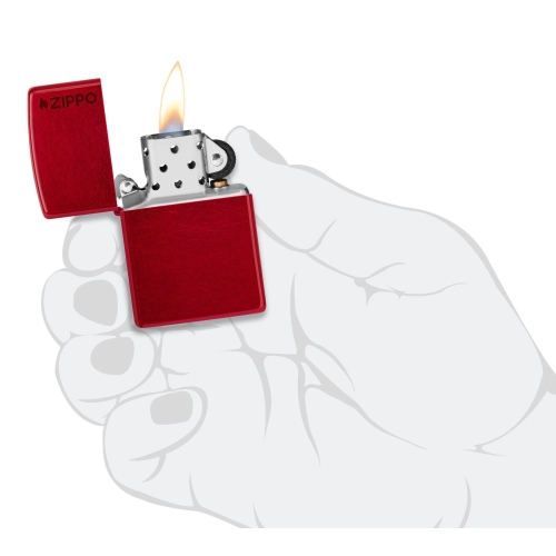 Зажигалка ZIPPO Logo с покрытием Candy Apple Red, латунь/сталь, красная, глянцевая, 38x13x57 мм, шт