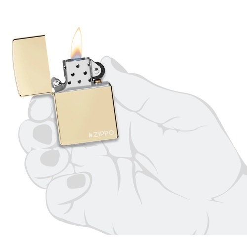 Зажигалка ZIPPO Logo с покрытием Champagne, латунь/сталь, золотистая, глянцевая, 38x13x57 мм, шт
