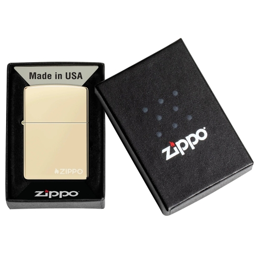 Зажигалка ZIPPO Logo с покрытием Champagne, латунь/сталь, золотистая, глянцевая, 38x13x57 мм, шт