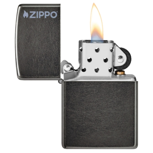 Зажигалка ZIPPO Logo с покрытием Gray Dusk, латунь/сталь, серая, матовая, 38x13x57 мм, шт