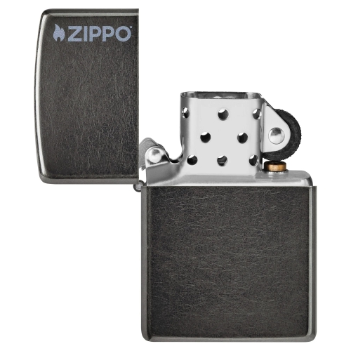 Зажигалка ZIPPO Logo с покрытием Gray Dusk, латунь/сталь, серая, матовая, 38x13x57 мм, шт