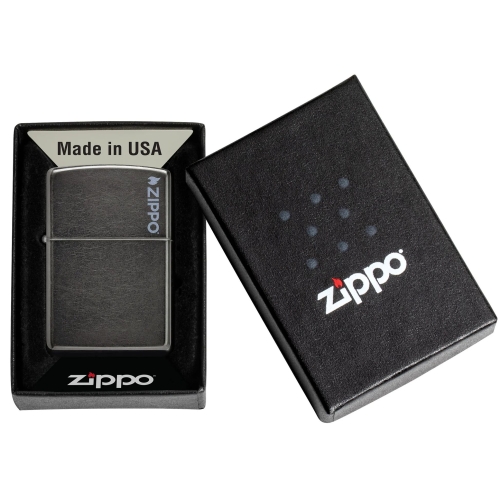 Зажигалка ZIPPO Logo с покрытием Gray Dusk, латунь/сталь, серая, матовая, 38x13x57 мм, шт