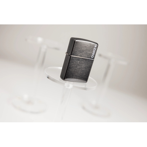 Зажигалка ZIPPO Logo с покрытием Gray Dusk, латунь/сталь, серая, матовая, 38x13x57 мм, шт