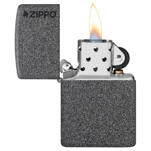 Зажигалка ZIPPO Logo с покрытием Iron Stone, латунь/сталь, серая, матовая, 38x13x57 мм, шт