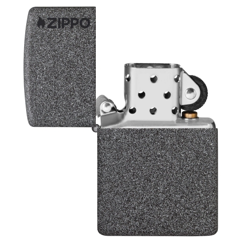 Зажигалка ZIPPO Logo с покрытием Iron Stone, латунь/сталь, серая, матовая, 38x13x57 мм, шт