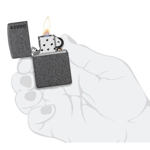 Зажигалка ZIPPO Logo с покрытием Iron Stone, латунь/сталь, серая, матовая, 38x13x57 мм, шт