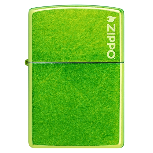 Зажигалка ZIPPO Logo с покрытием Lurid, латунь/сталь, зеленая, глянцевая, 38x13x57 мм, шт