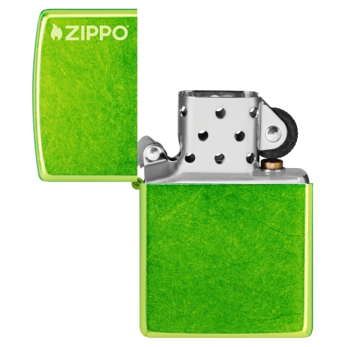 Зажигалка ZIPPO Logo с покрытием Lurid, латунь/сталь, зеленая, глянцевая, 38x13x57 мм, шт