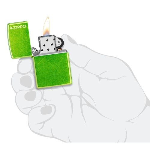 Зажигалка ZIPPO Logo с покрытием Lurid, латунь/сталь, зеленая, глянцевая, 38x13x57 мм, шт
