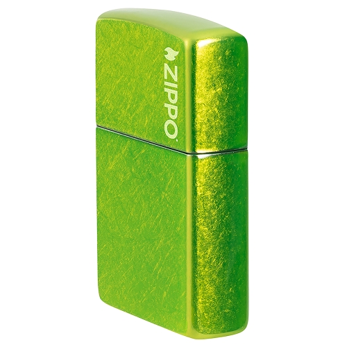 Зажигалка ZIPPO Logo с покрытием Lurid, латунь/сталь, зеленая, глянцевая, 38x13x57 мм, шт