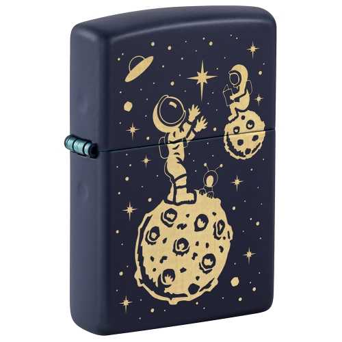 Зажигалка ZIPPO Lost in Space Design с покрытием Navy Matte, латунь/сталь, синяя, 38x13x57 мм, шт