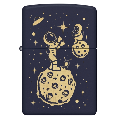 Зажигалка ZIPPO Lost in Space Design с покрытием Navy Matte, латунь/сталь, синяя, 38x13x57 мм, шт