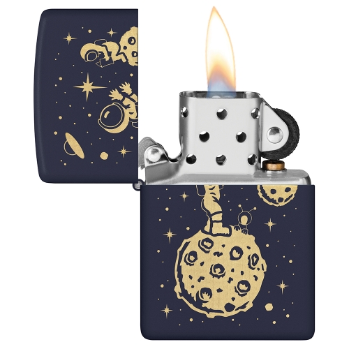 Зажигалка ZIPPO Lost in Space Design с покрытием Navy Matte, латунь/сталь, синяя, 38x13x57 мм, шт