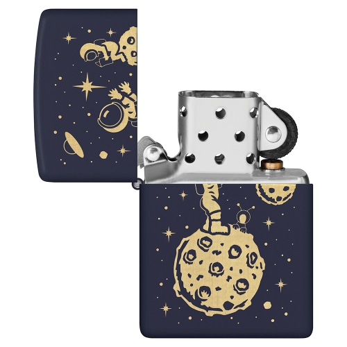 Зажигалка ZIPPO Lost in Space Design с покрытием Navy Matte, латунь/сталь, синяя, 38x13x57 мм, шт